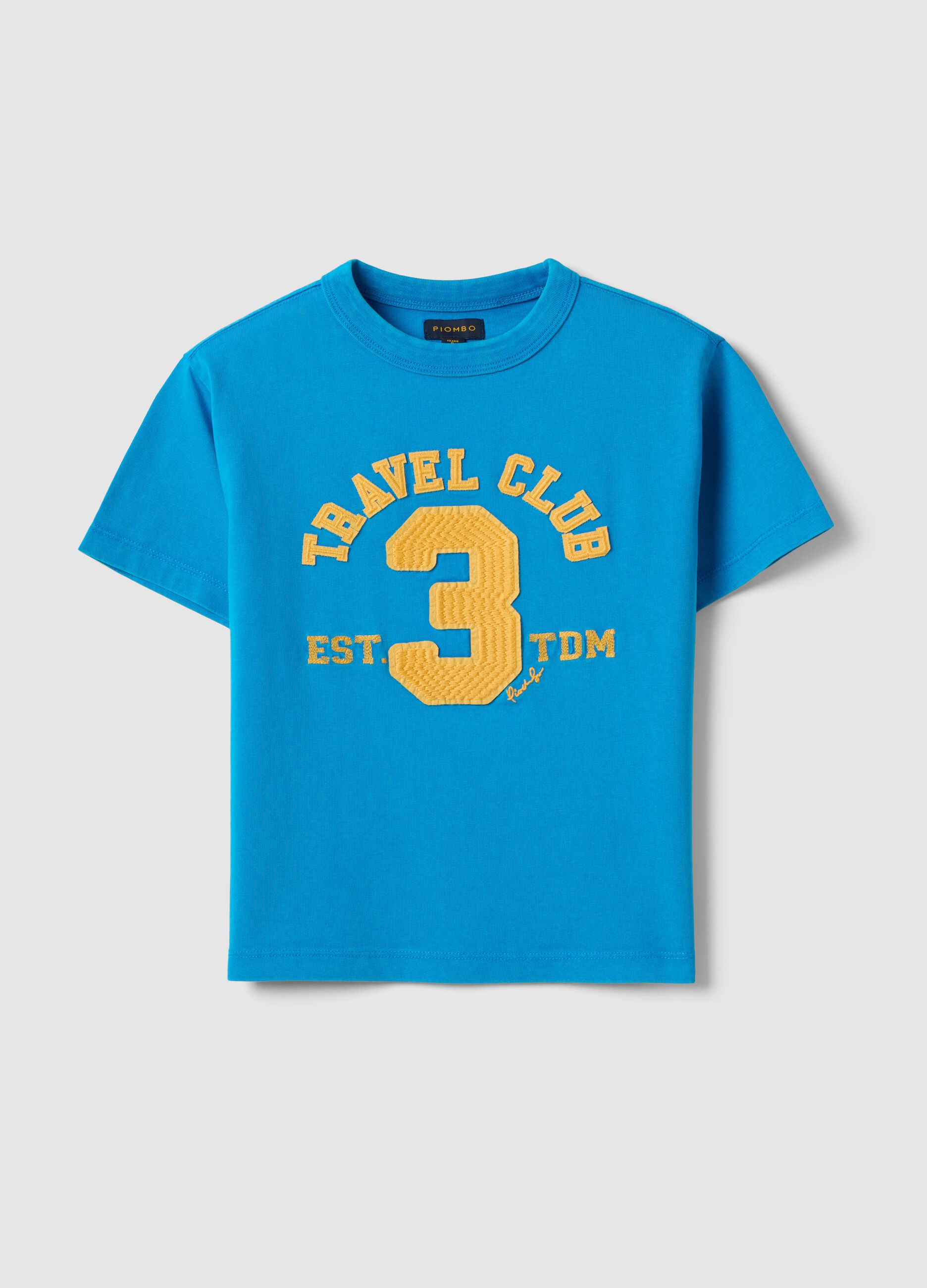 Boys' blue pure cotton regular fit T-shirt with print