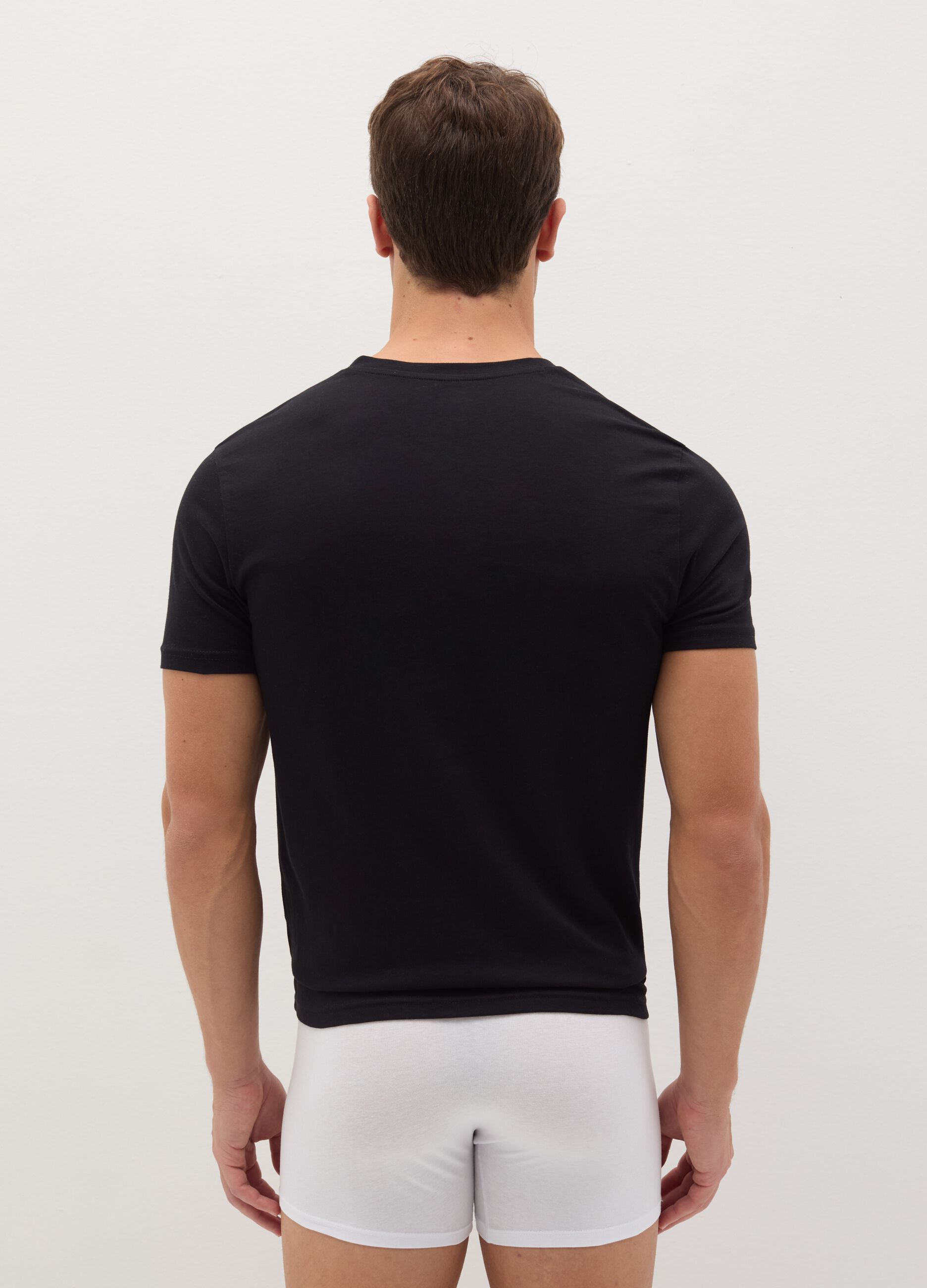 Three-pack organic cotton undershirts with V neck