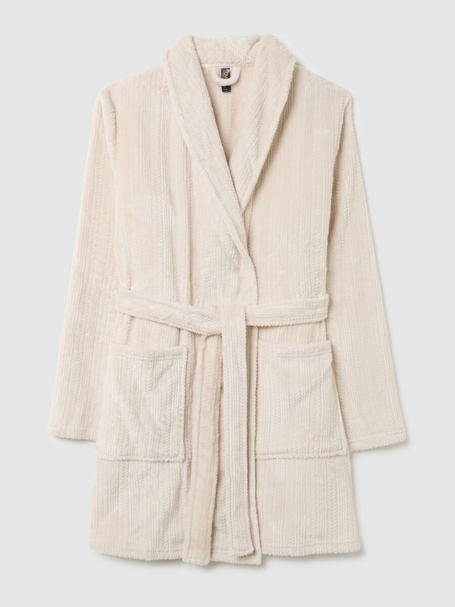 Vestaglia beige con cintura e tasche_4