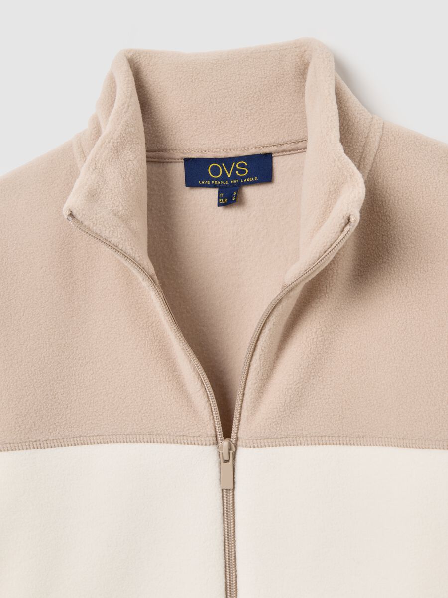 Multicolour fleece with relaxed fit and zip_5