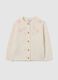 White regular fit baby cardigan with floral embroidery_0