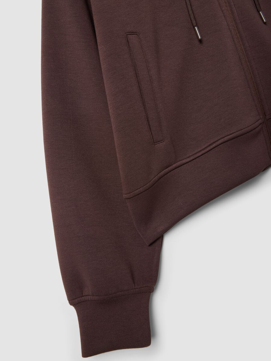 Felpa marrone in modal elasticizzato con cappuccio regular fit_1