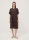 Brown pure linen dress with Mandarin collar, regular fit_0