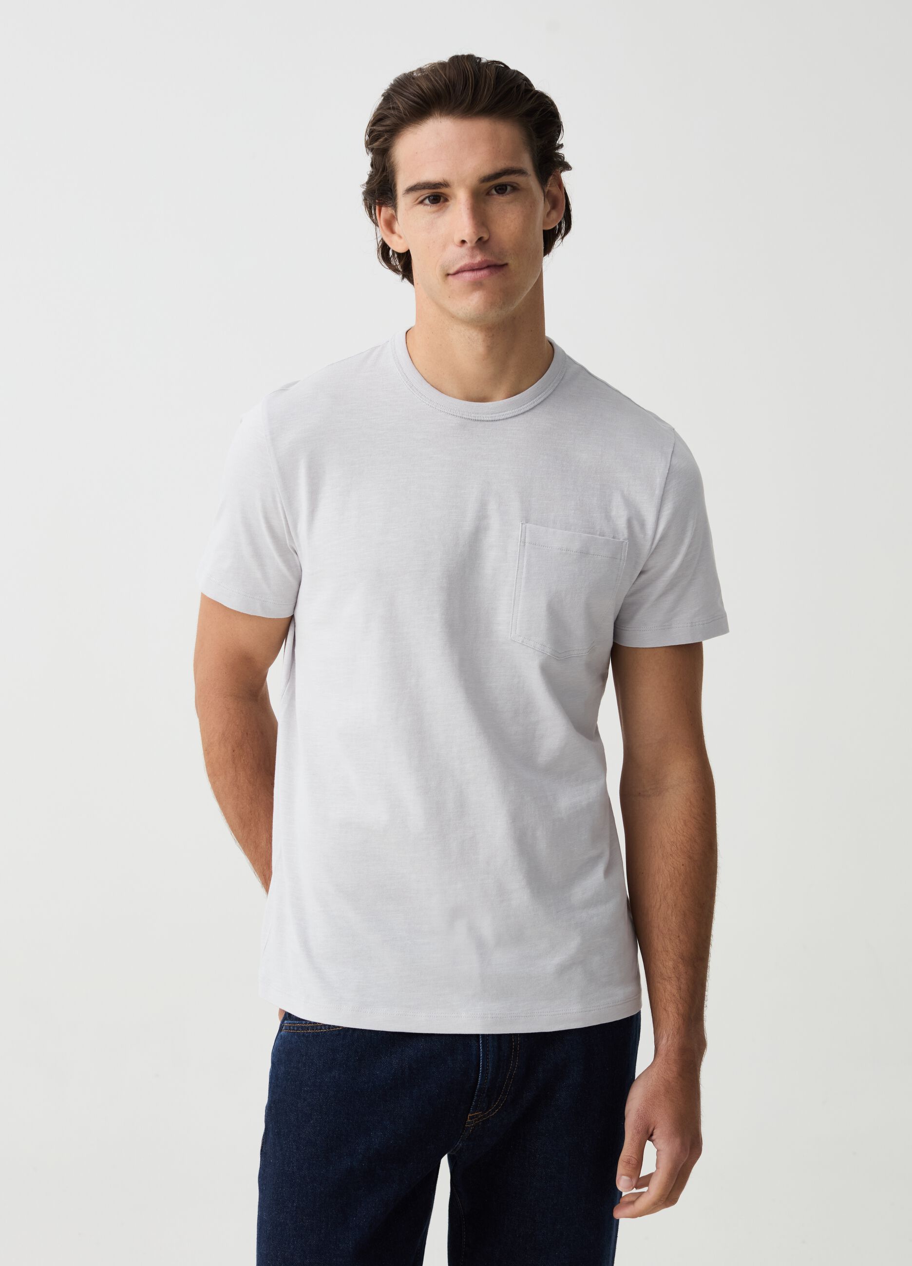 Jersey slub T-shirt with pocket