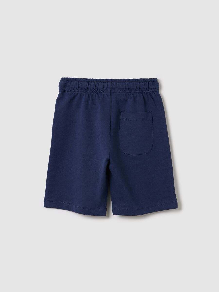 Blue shorts in pure cotton with elasticated waist_1
