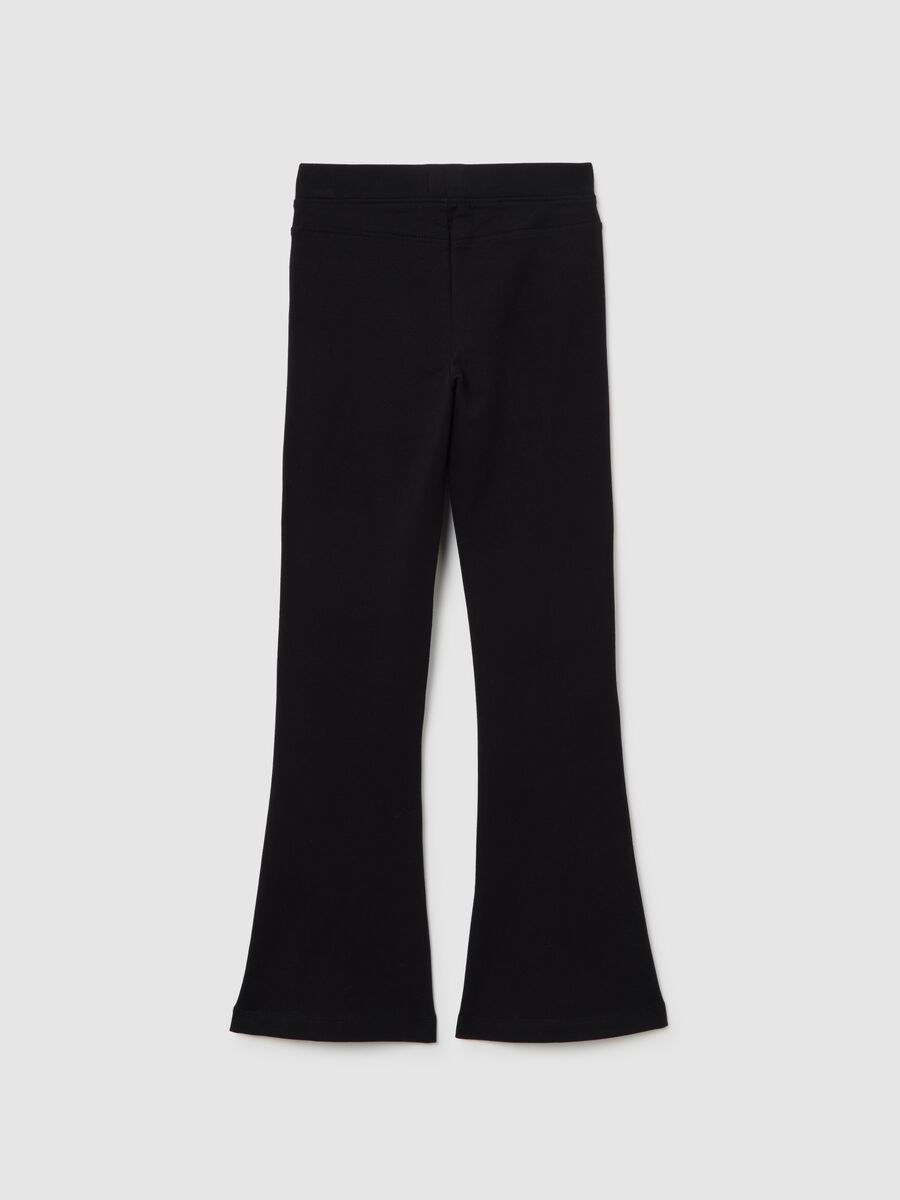 Girls' Black Stretch Cotton Flare Treggings_1