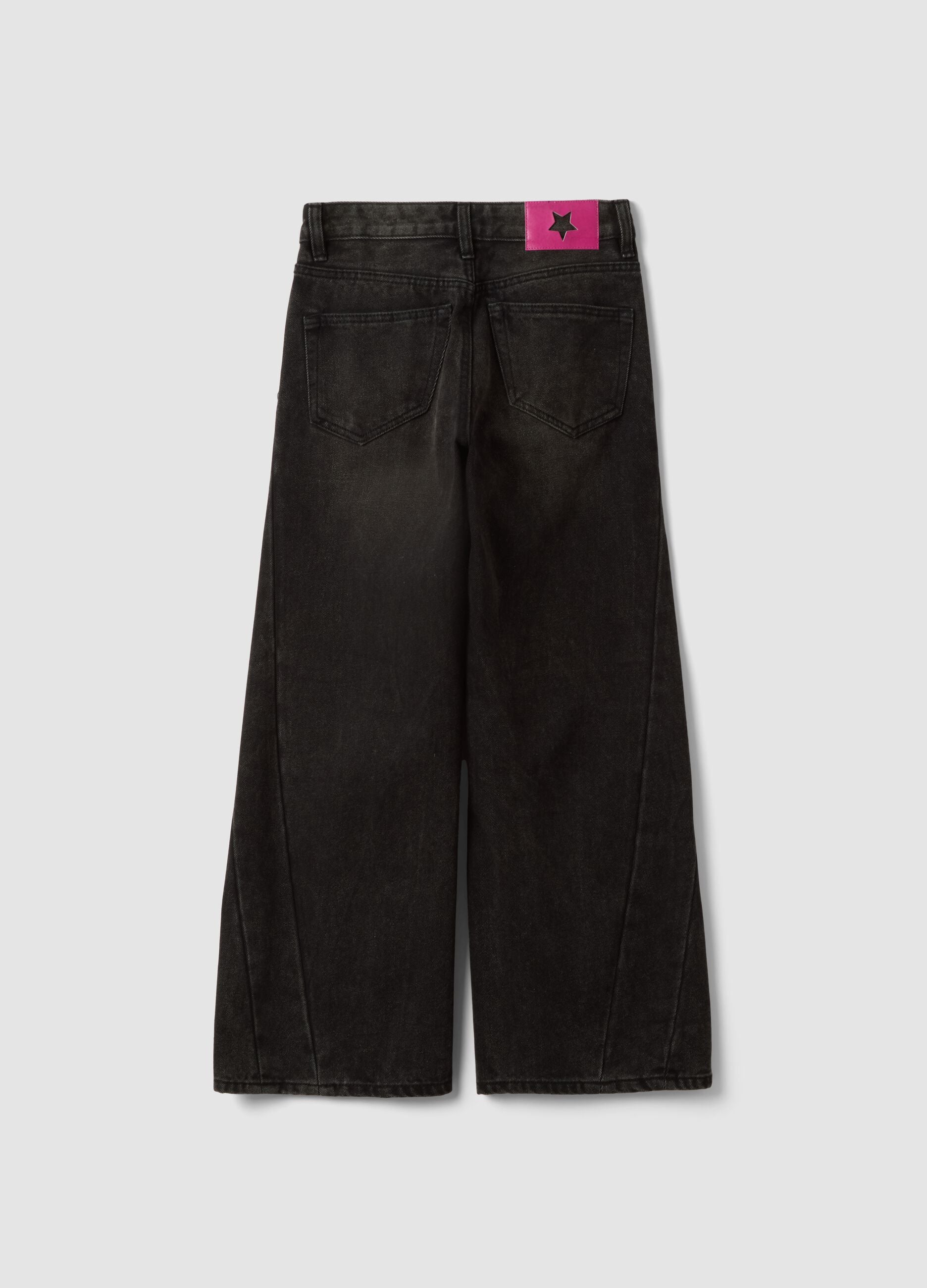 Black balloon-fit jeans in a cotton, viscose, lyocell and wool blend