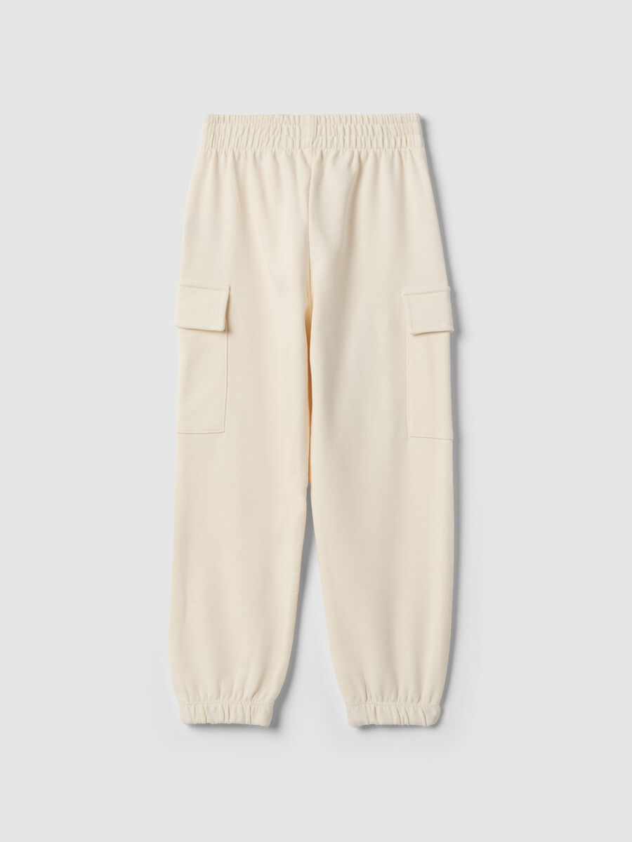 Beige pure cotton regular fit girls' cargo trousers_1