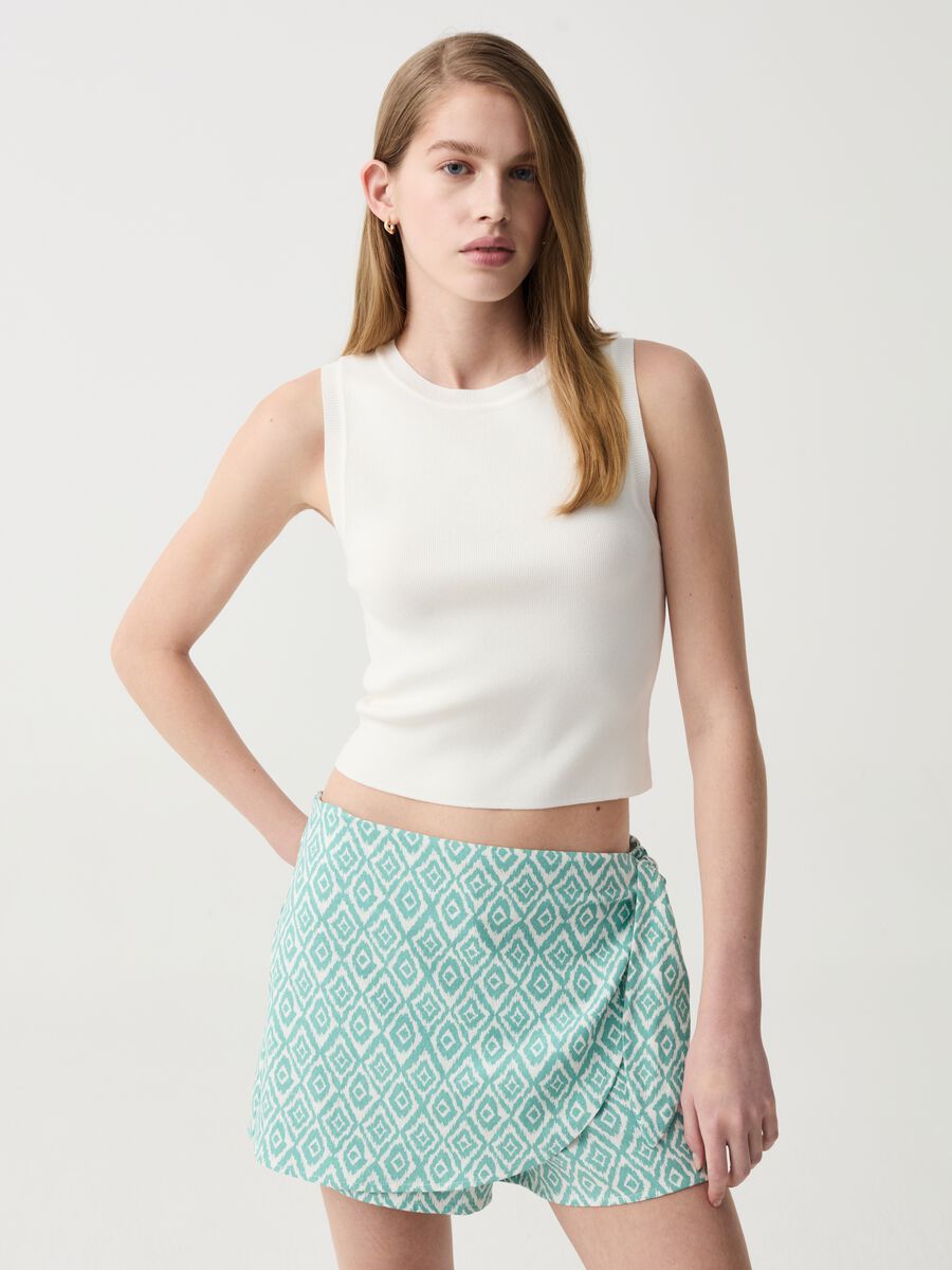 Linen and viscose skort_0