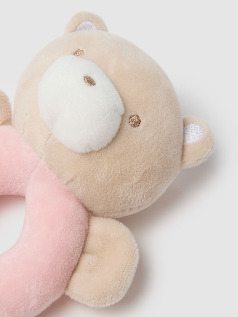 Pink baby rattle in velour_1
