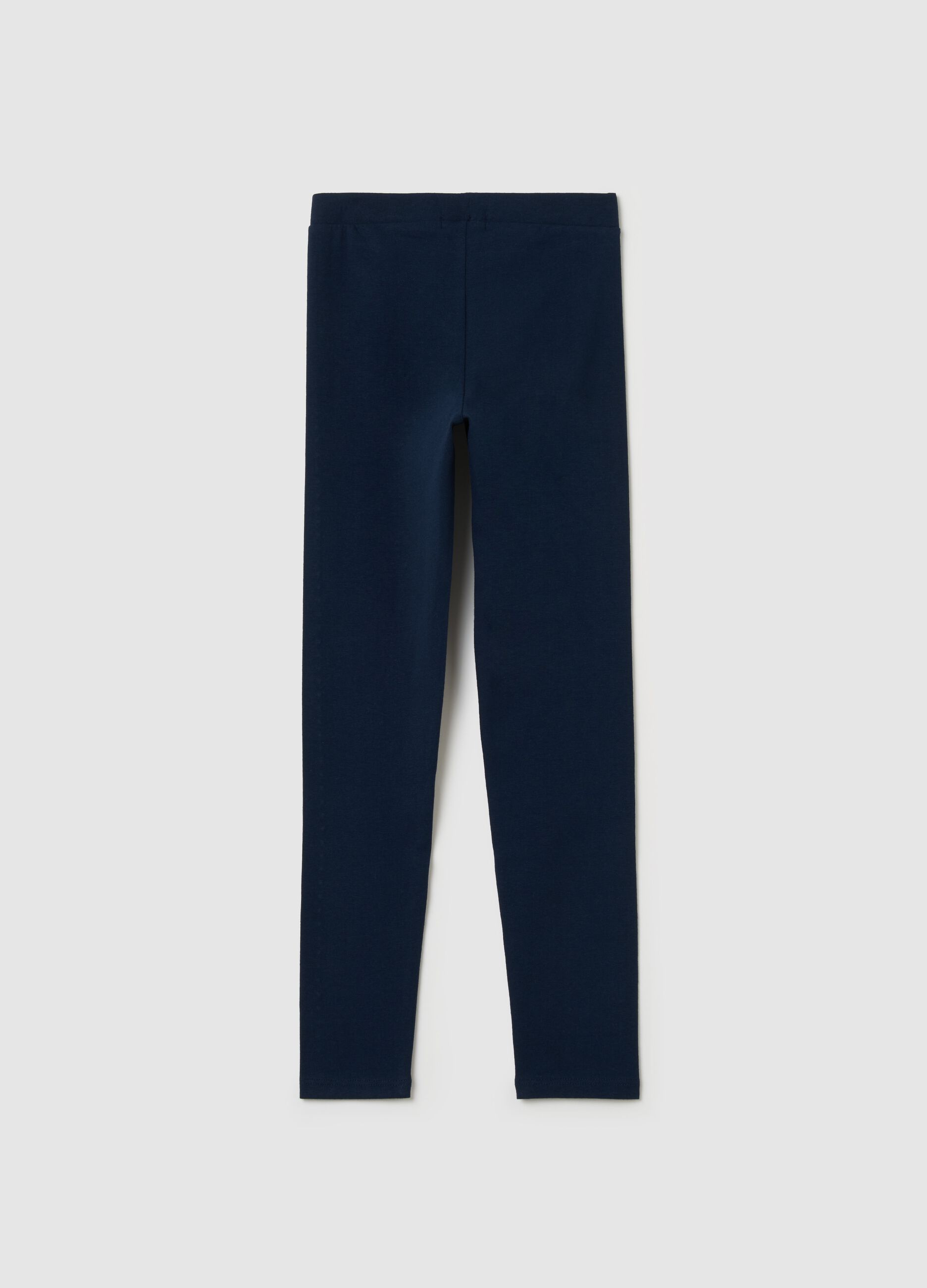 Stretch cotton leggings with diamanté motif