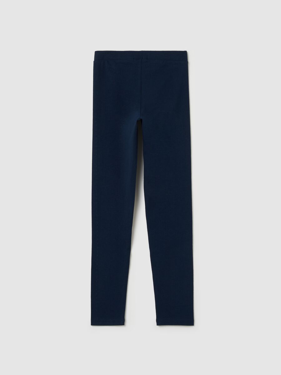 Stretch cotton leggings with diamanté motif_1