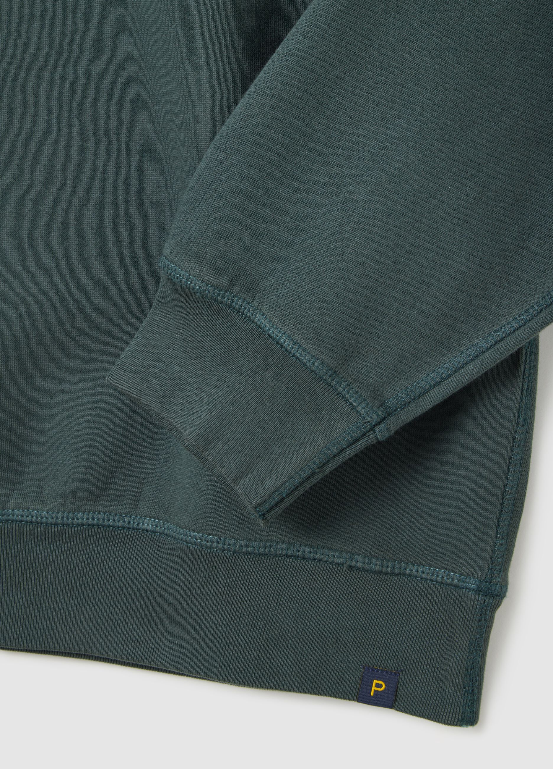 Felpa in puro cotone verde regular fit