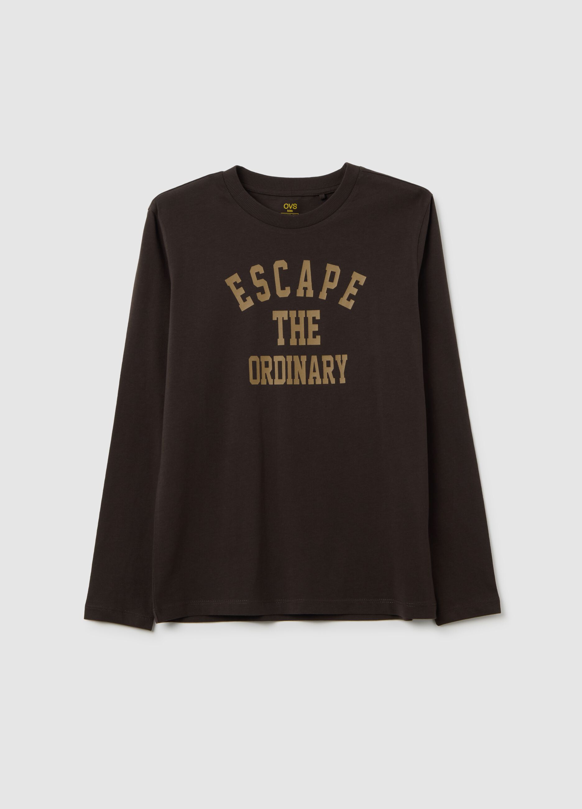 Boy's long sleeve black cotton T-shirt