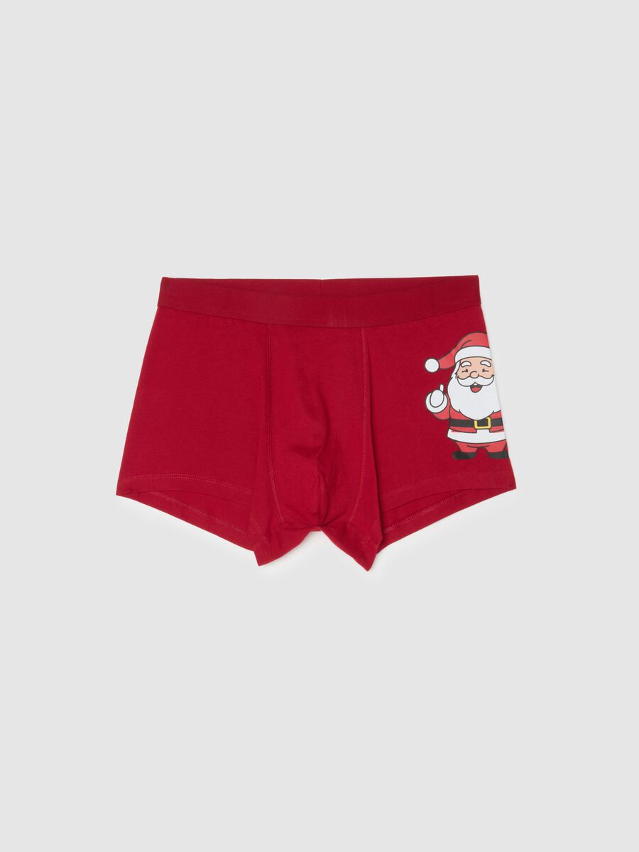 Red Christmas boxers in pure cotton regular fit with print_0
