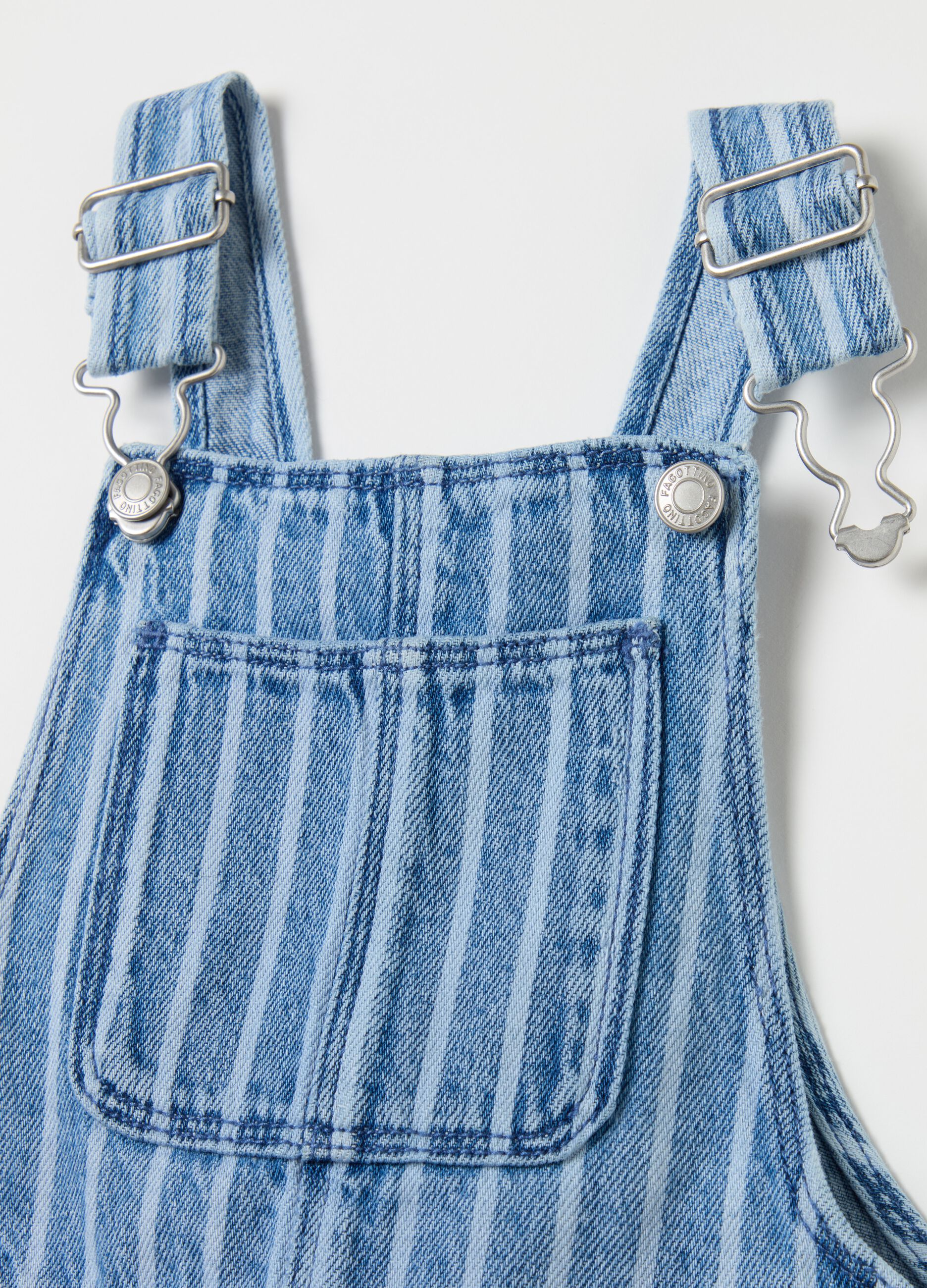 Denim dungarees with striped pattern