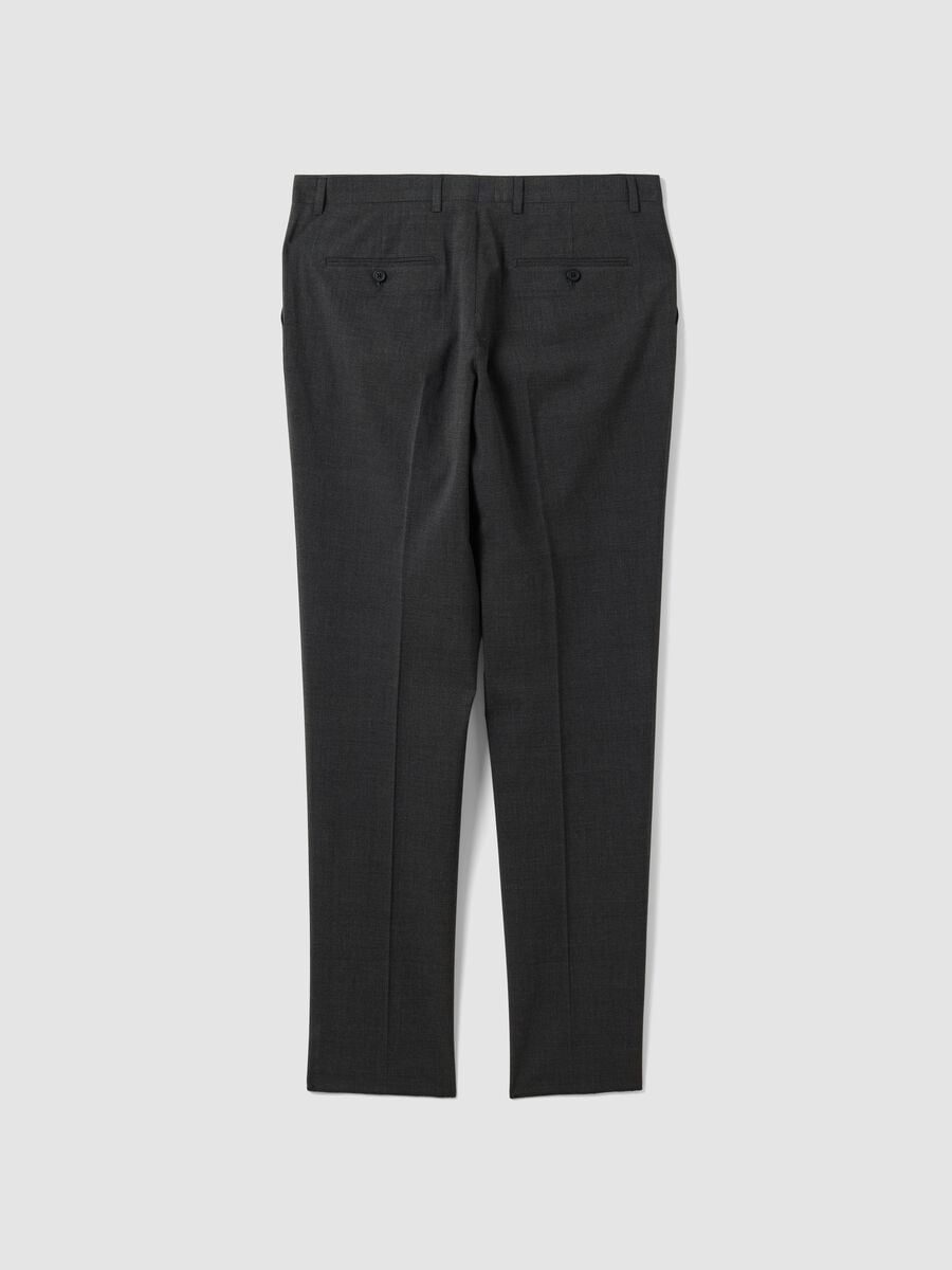 Pantaloni formali grigi slim fit in viscosa elasticizzata_1