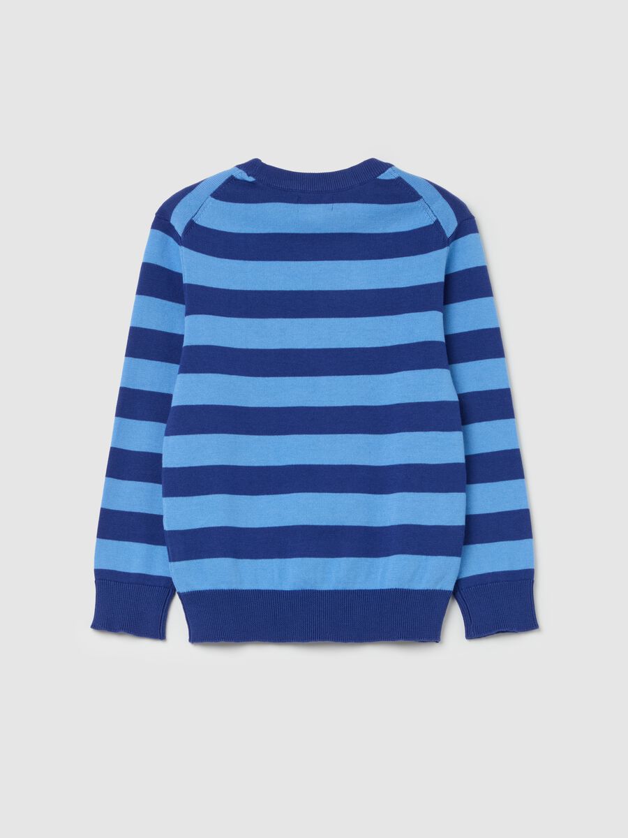 Striped cotton pullover with embroidered logo_4
