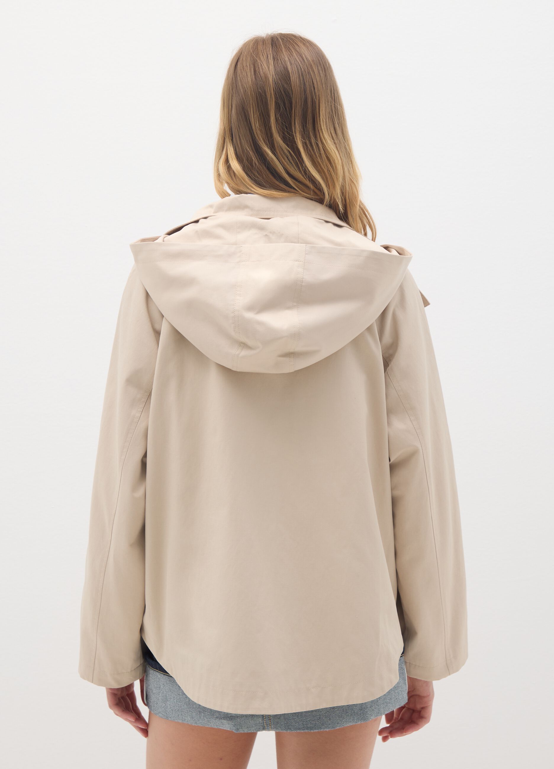 Beige cotton blend jacket regular fit