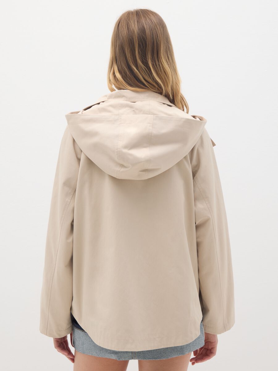 Beige cotton blend jacket regular fit_3
