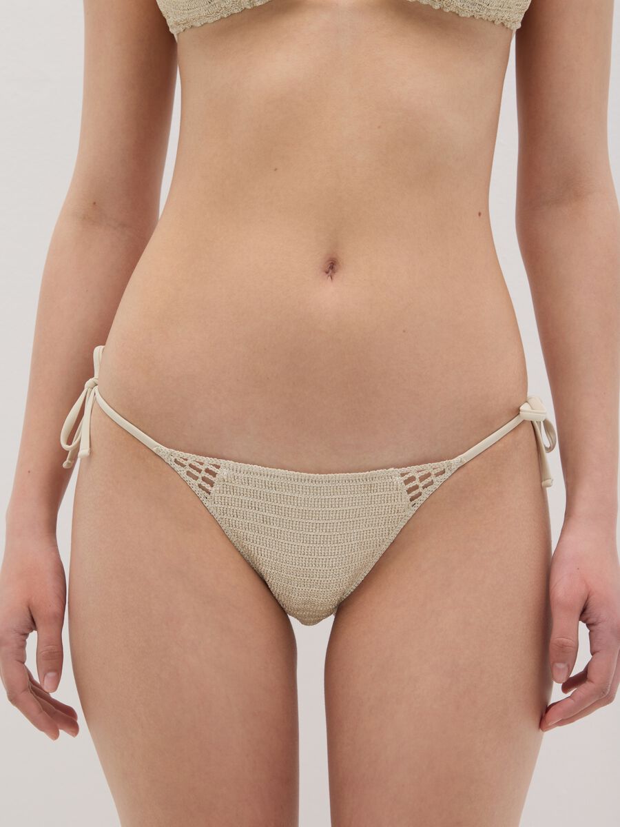 Ivory crochet bikini briefs in lurex_2