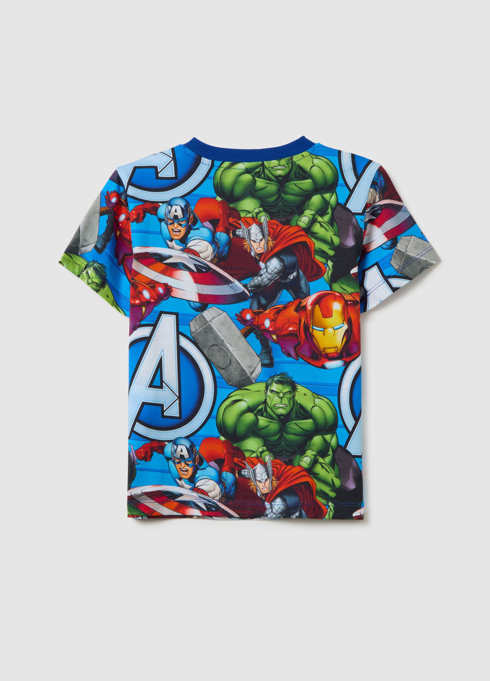 Children's pure cotton multicolour T-shirt with Avengers print