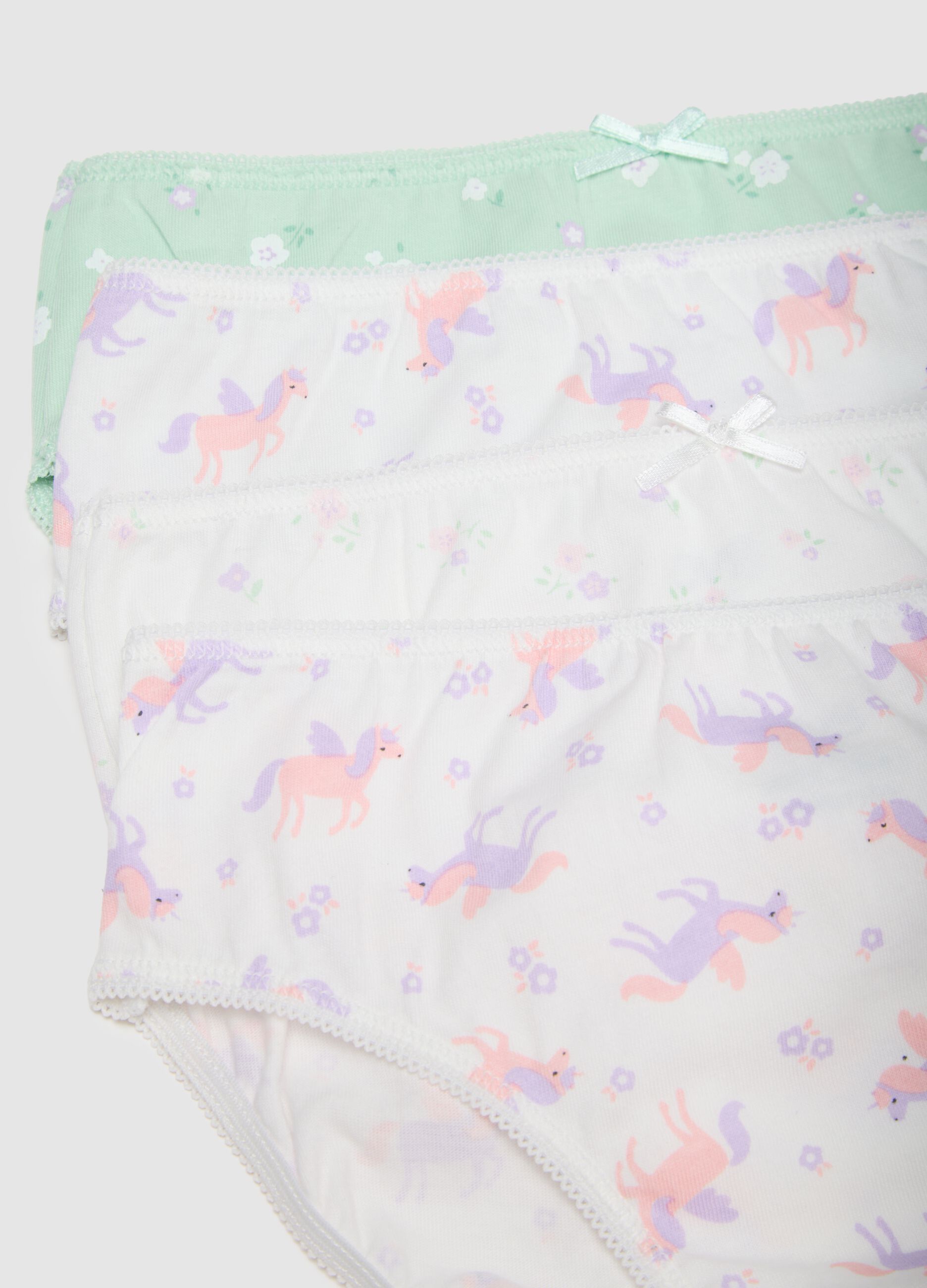 Girls' pure cotton multicolour regular fit multipack panties set