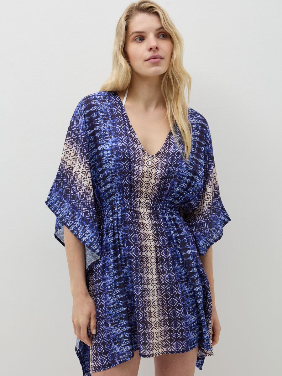 Patterned poncho cover-up_0