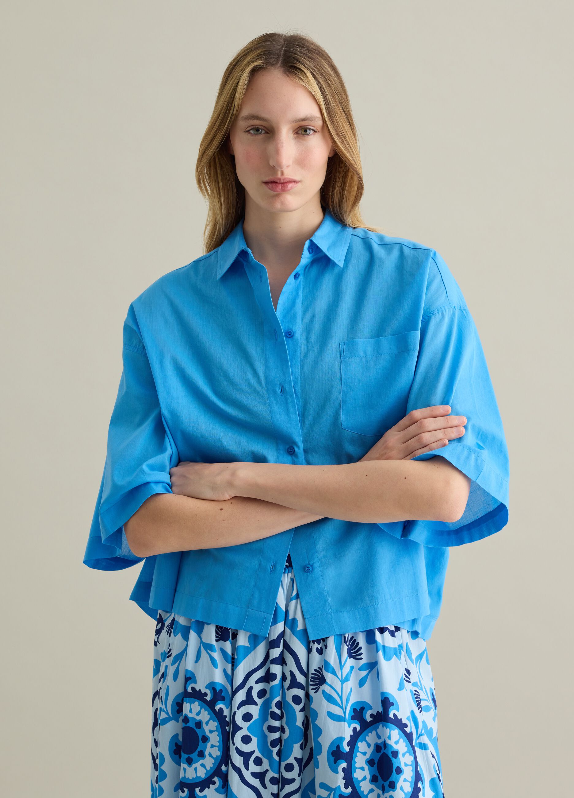 Camicia azzurra in puro cotone 
