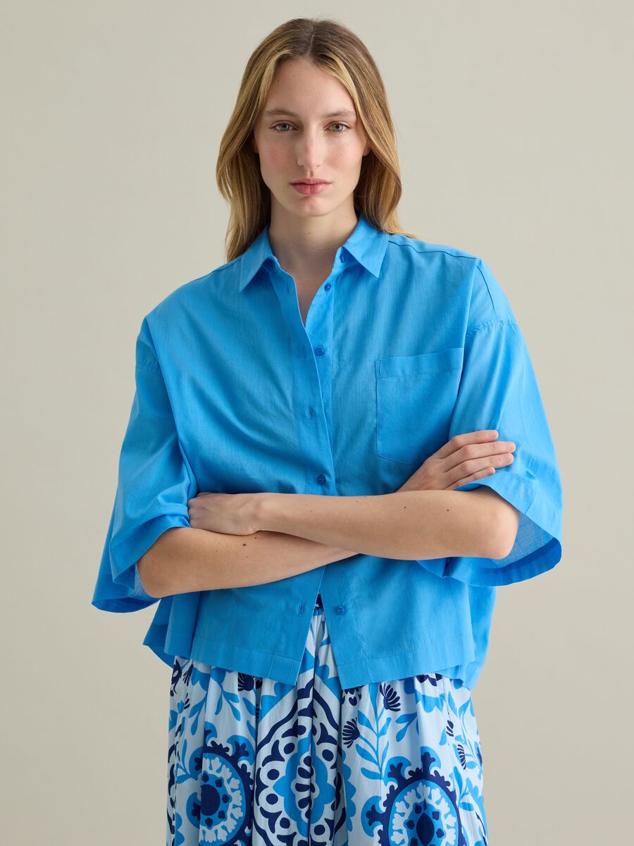 Light blue shirt in 100% cotton_0