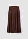 Brown wide-leg formal trousers in stretch viscose with belt_0