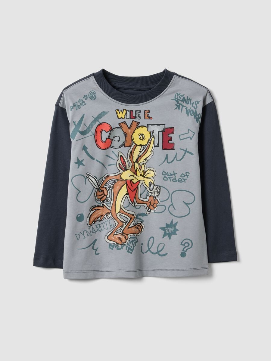 Grey pure cotton Looney Tunes print T-shirt for boys_0