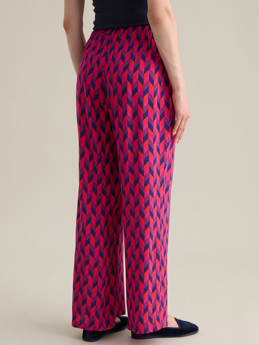 Women's Trousers in Pure Multicolour Viscose Regular Fit_3