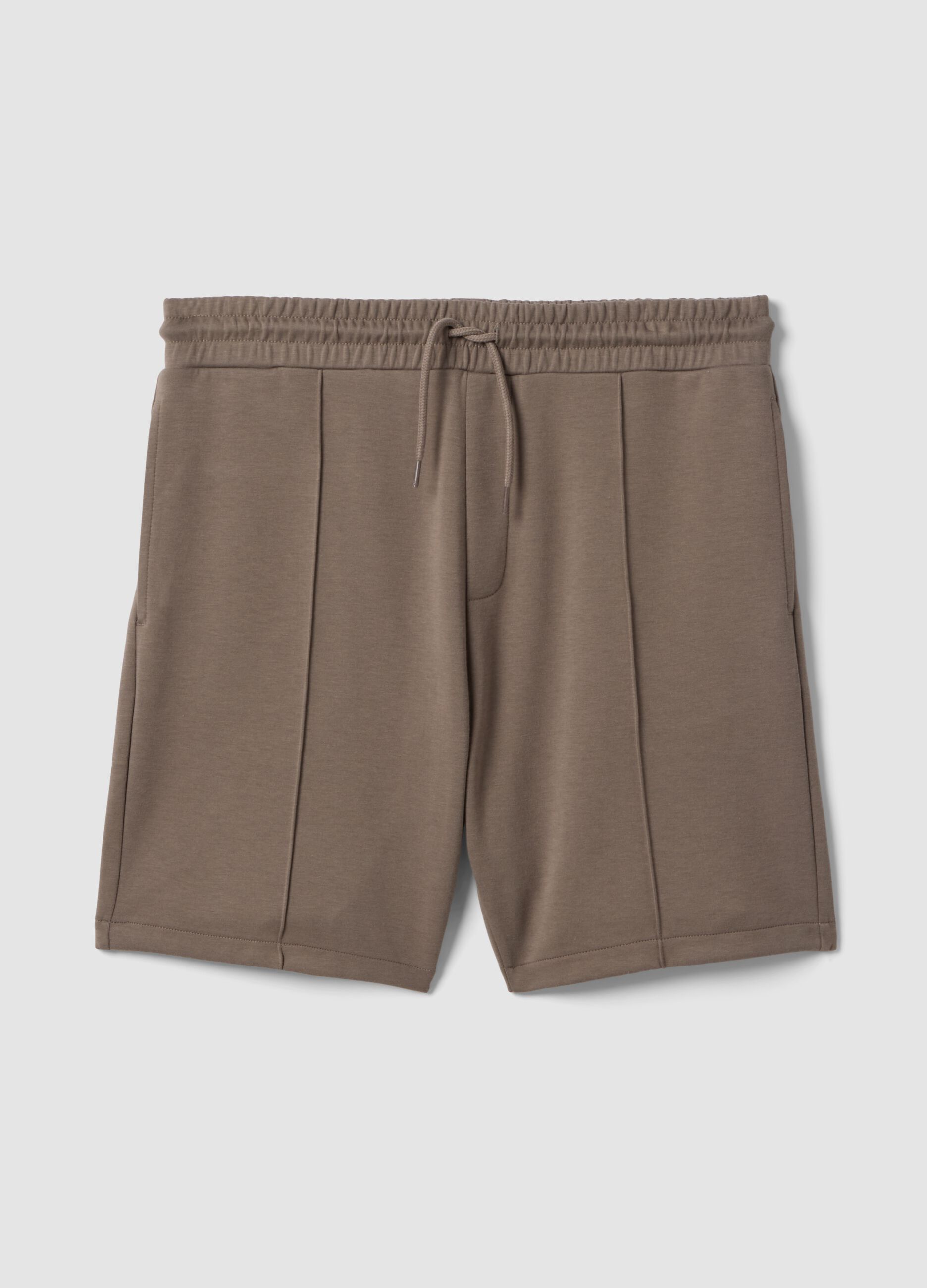 Grey cotton-blend shorts with drawstring, regular fit
