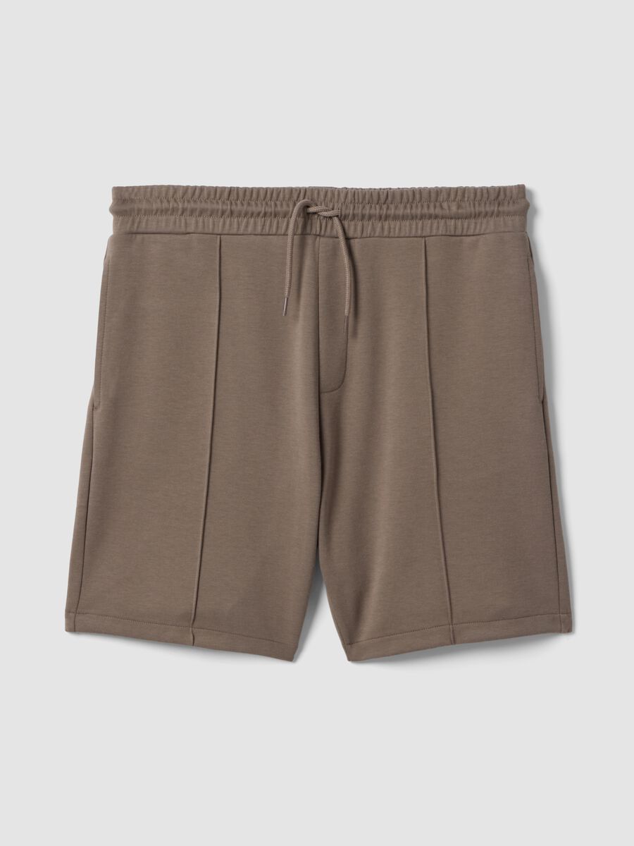 Grey cotton-blend shorts with drawstring, regular fit_4