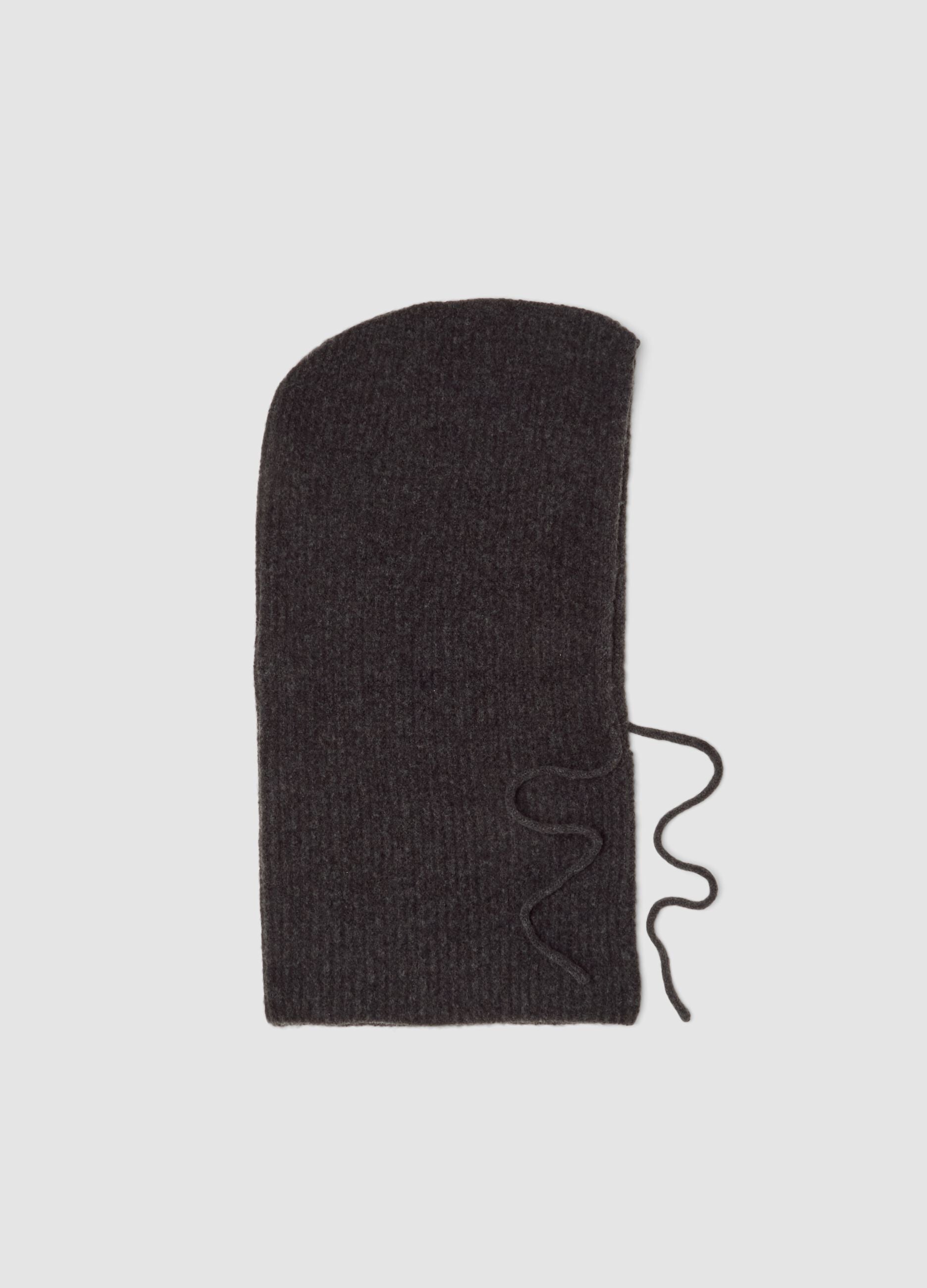 Grey stretch wool jersey-knit balaclava