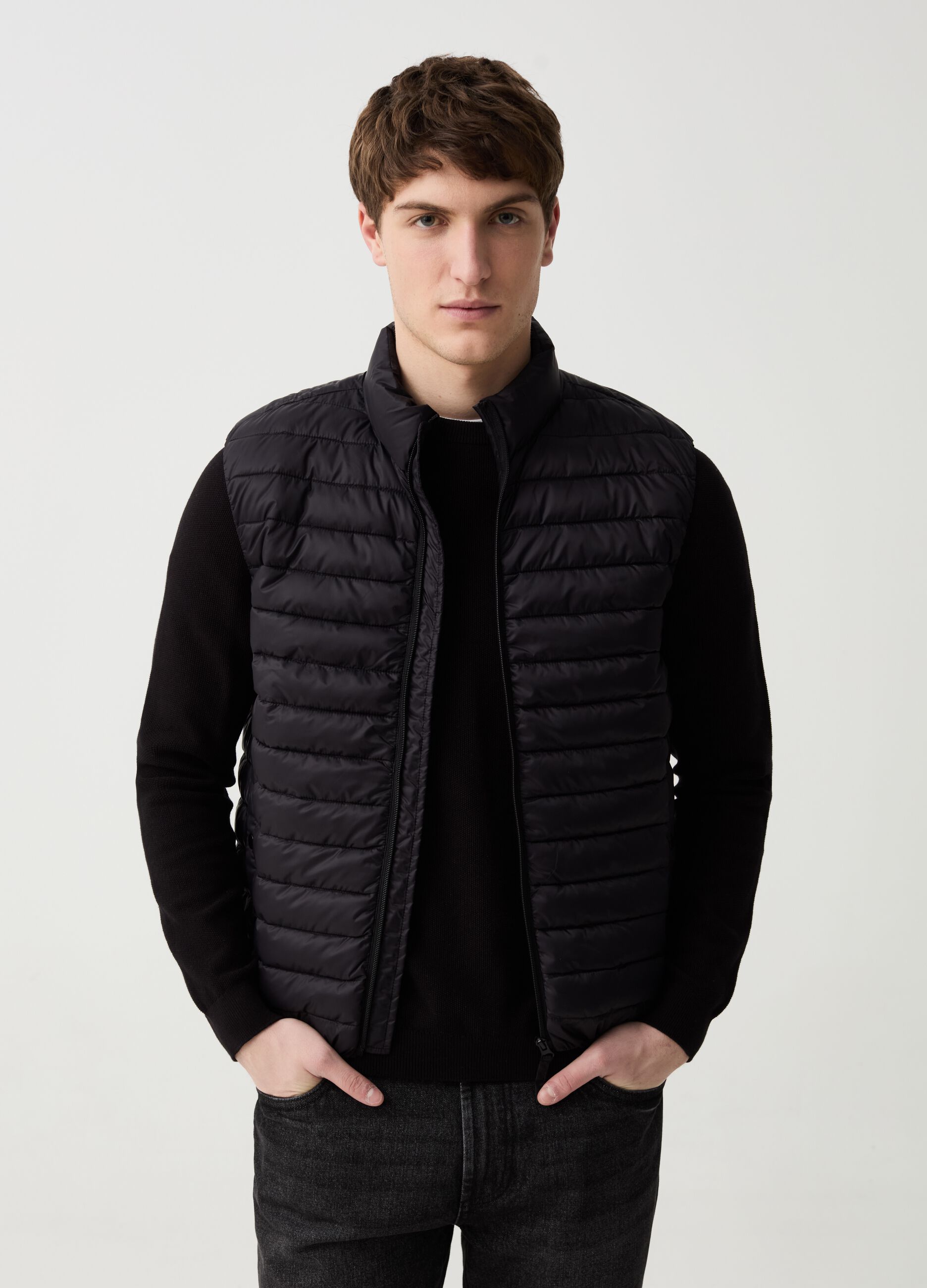 Gilet trapuntato ultralight a collo alto
