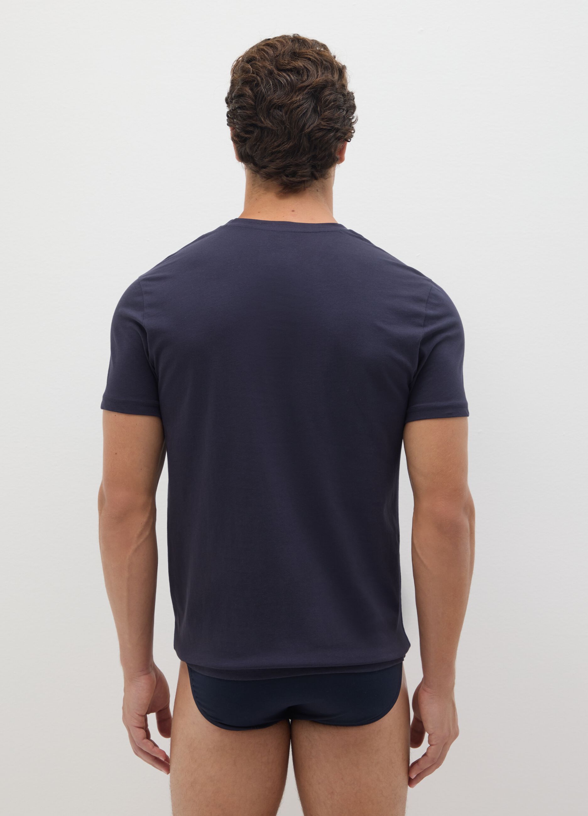 Men's Blue Pure Cotton T-shirt