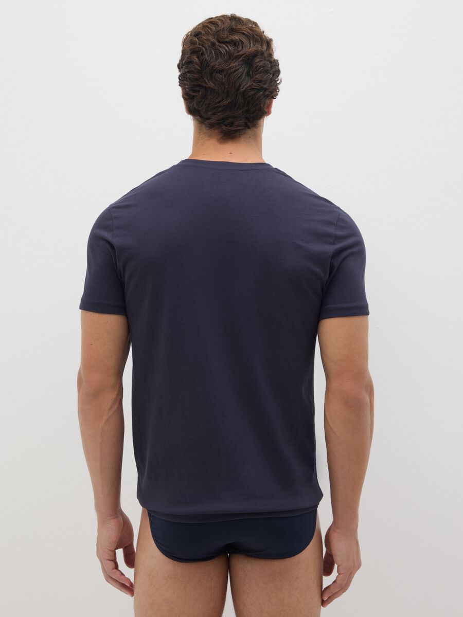 Men's Blue Pure Cotton T-shirt_2