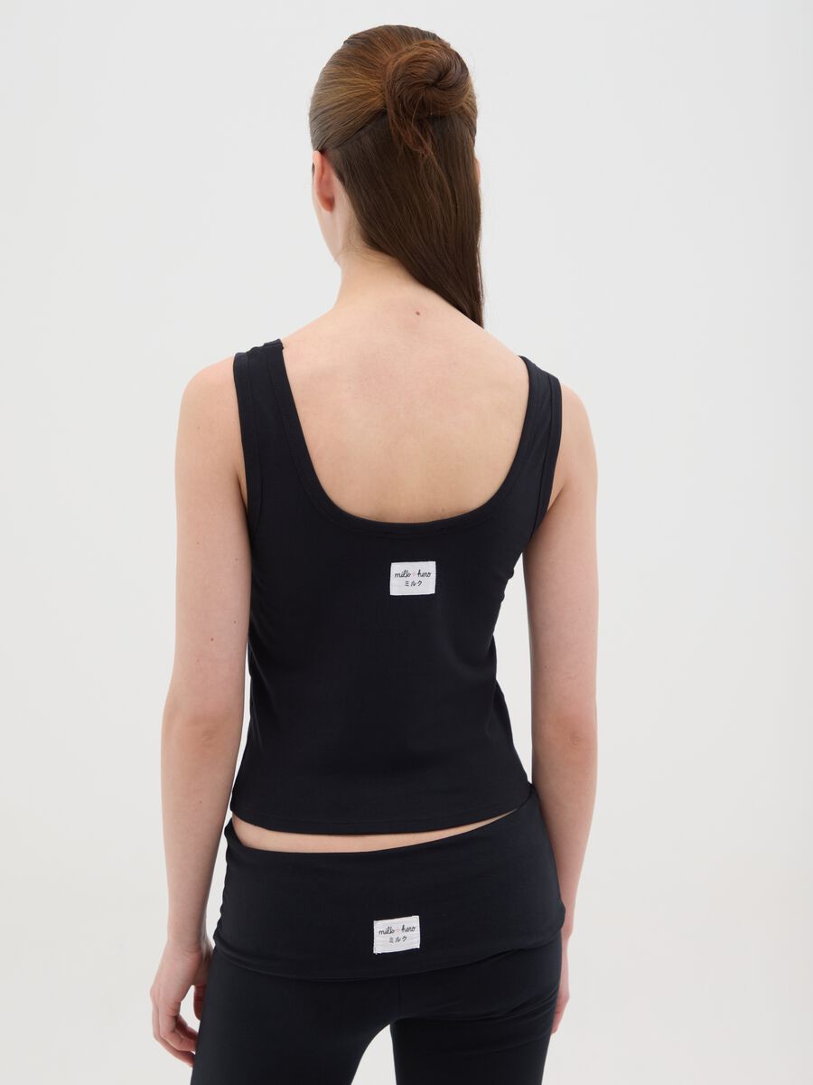 Black tank top in stretch cotton_3