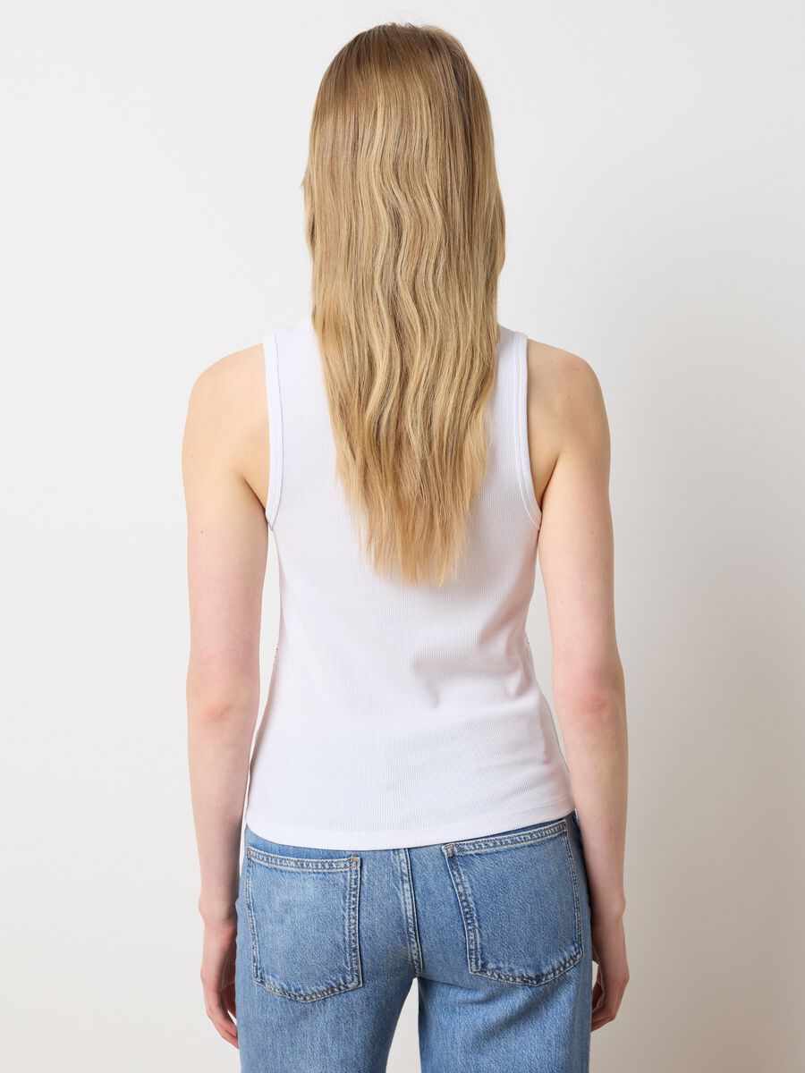Women's White Blend Fitted Tank Top_3