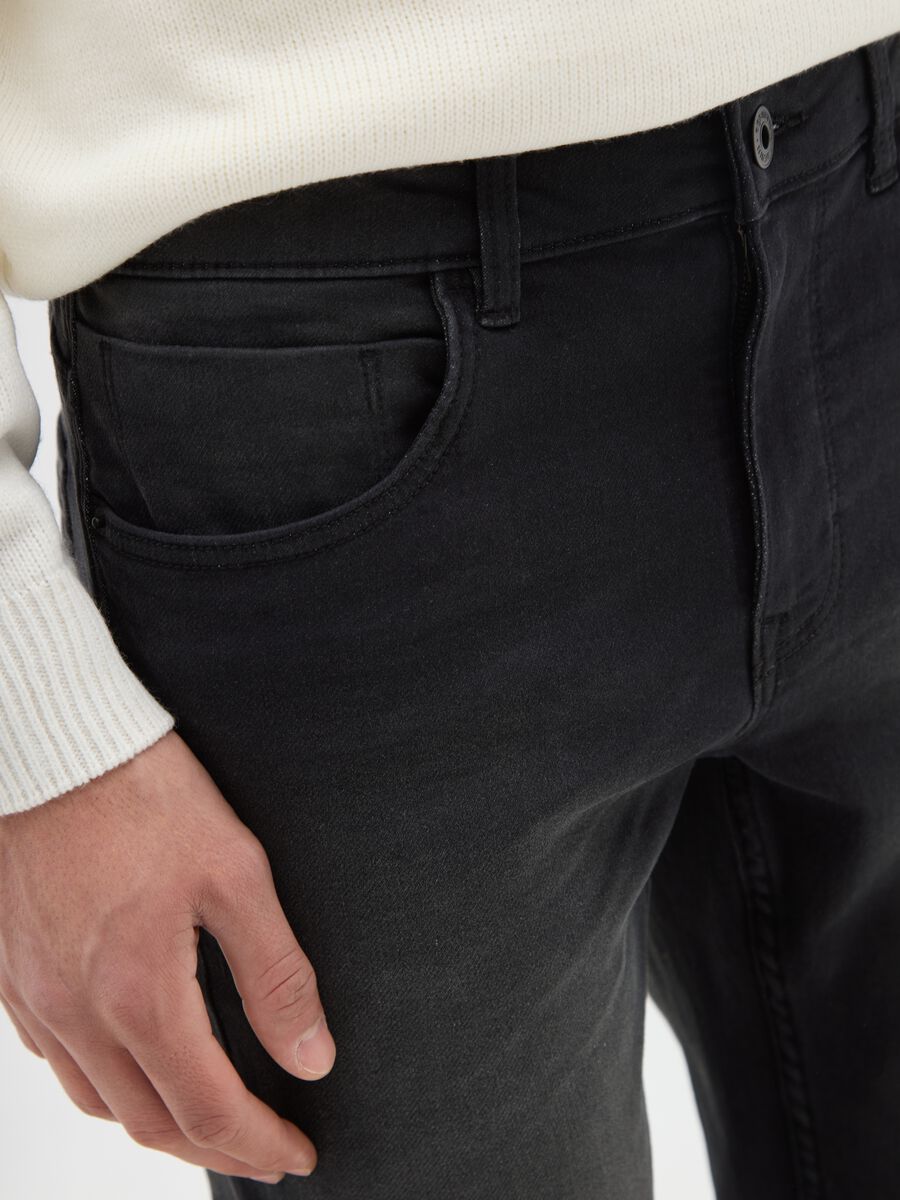 Black denim jeans in cotton blend skinny fit_3
