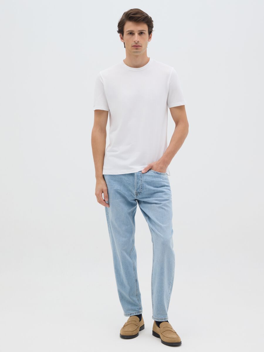 Men's white regular fit stretch cotton t-shirt_1