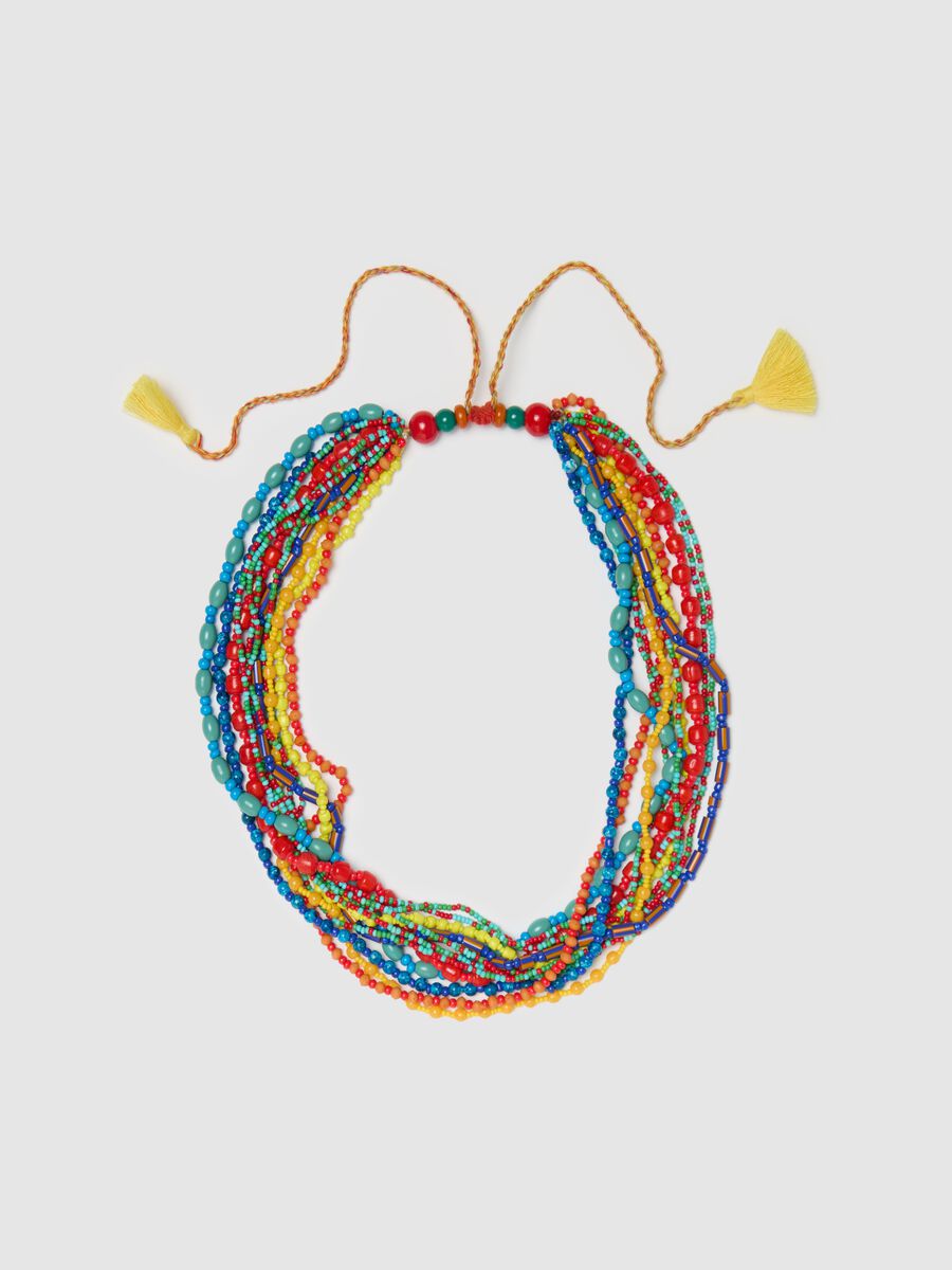 Multi-strand necklace with multicoloured beads_0