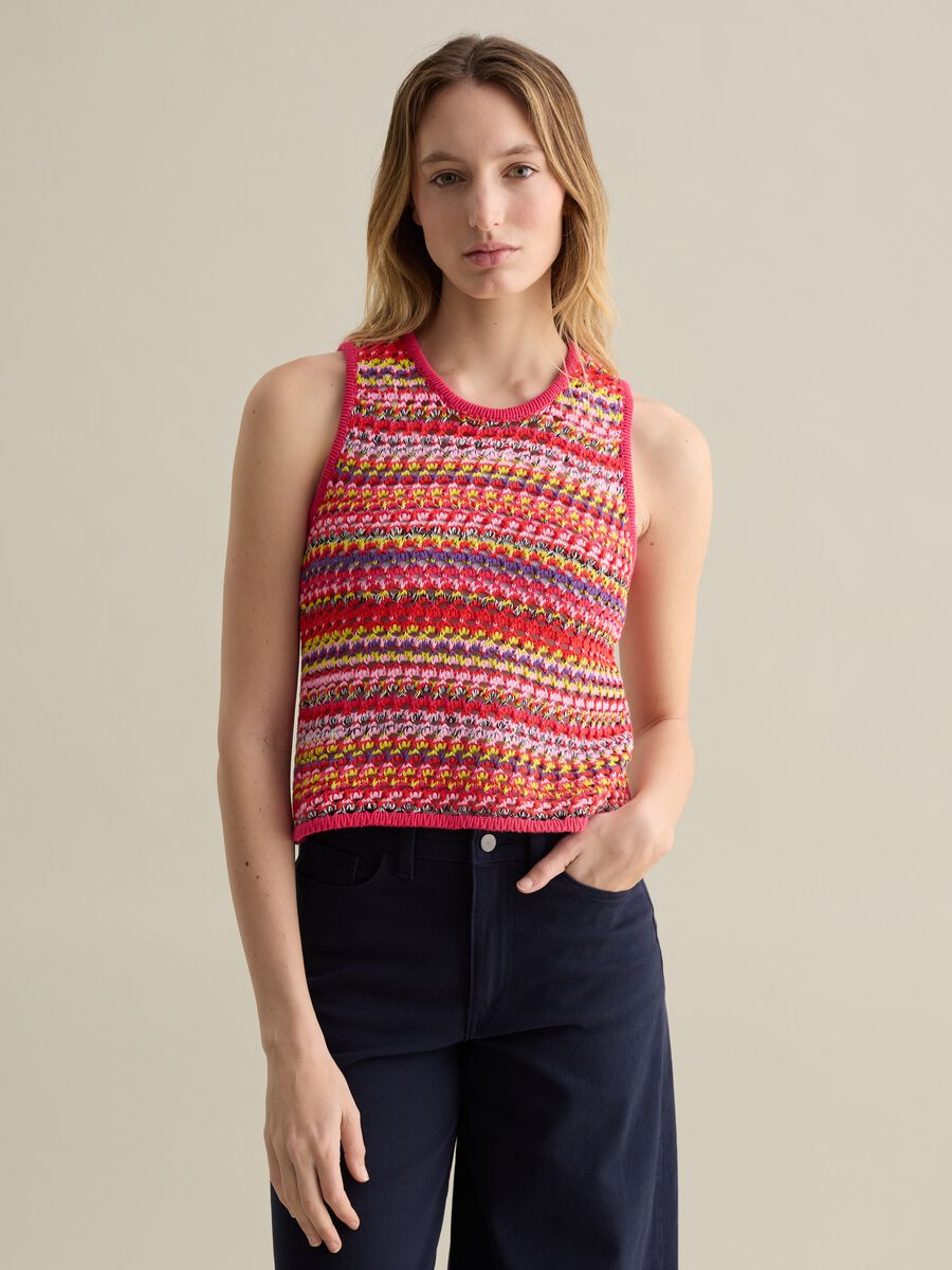 Crochet tank top in multicoloured knit_0