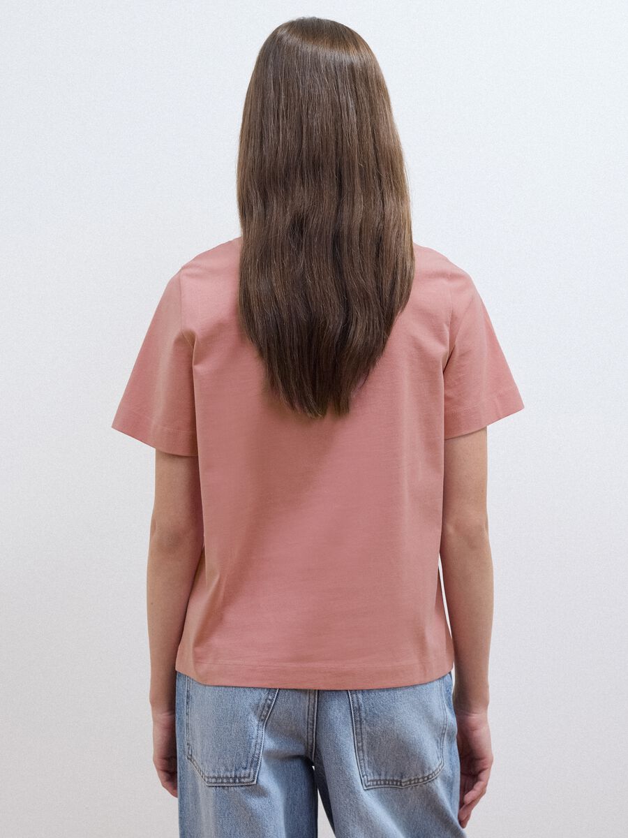 T-shirt rosa in puro cotone con stampa Paris_3