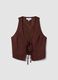 Gilet marrone in misto viscosa e lino regular fit_4