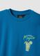 Regular fit pure cotton blue T-shirt with mojito print_5
