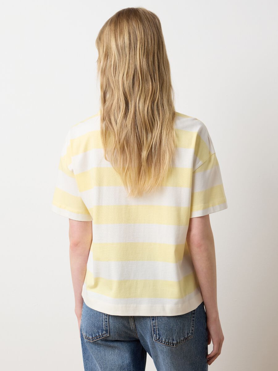 Yellow and white striped cotton T-shirt_3