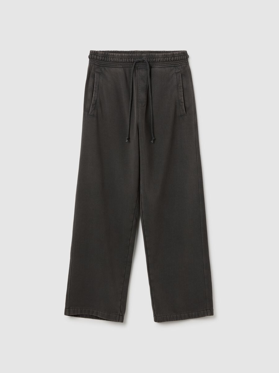 Black cotton blend relaxed fit trousers_4